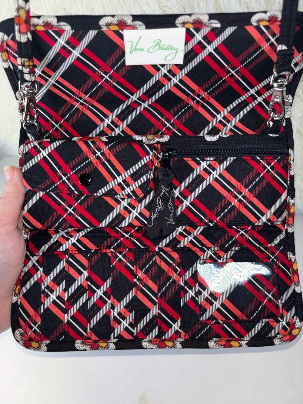Vera Bradley Quilted Black Floral Crossbody Bag- Stylish Women's Bag